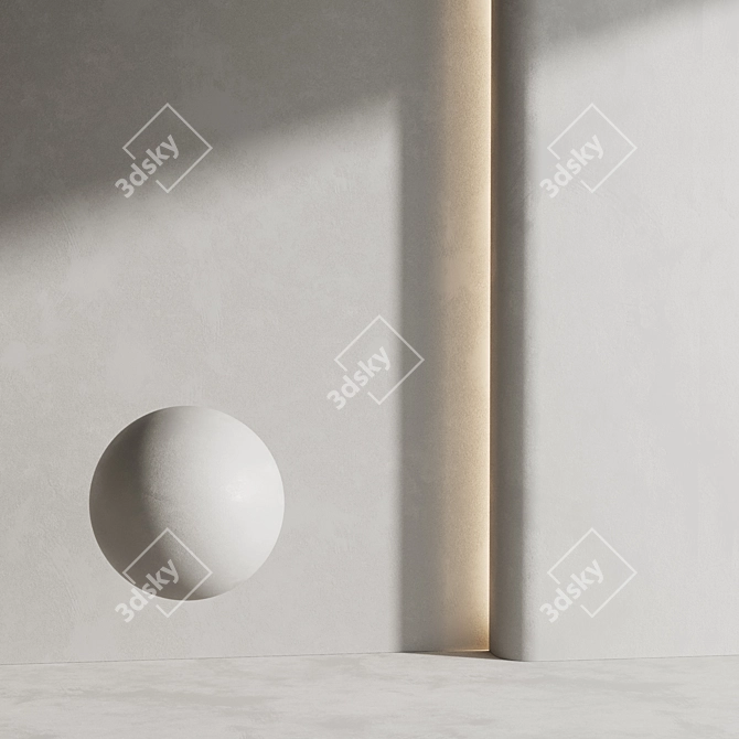 White Plaster Materials 3 Options 3D model image 11