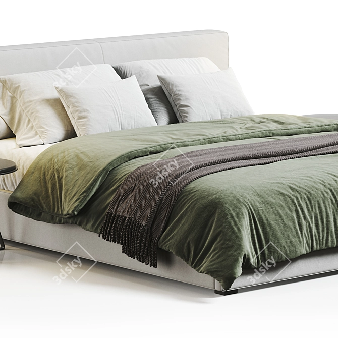 Sleek Modern Upholstered Bed Render 3D model image 2
