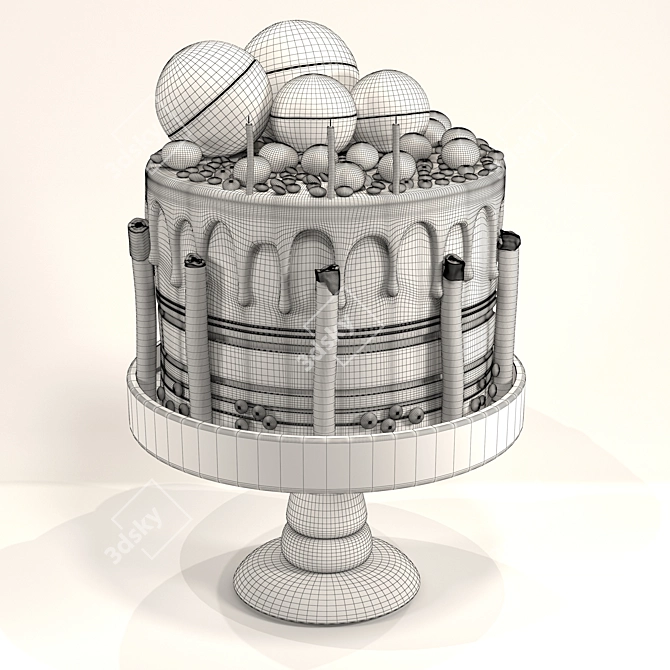 Smarties and Egg Chocolate Birthday Cake 3D model image 5