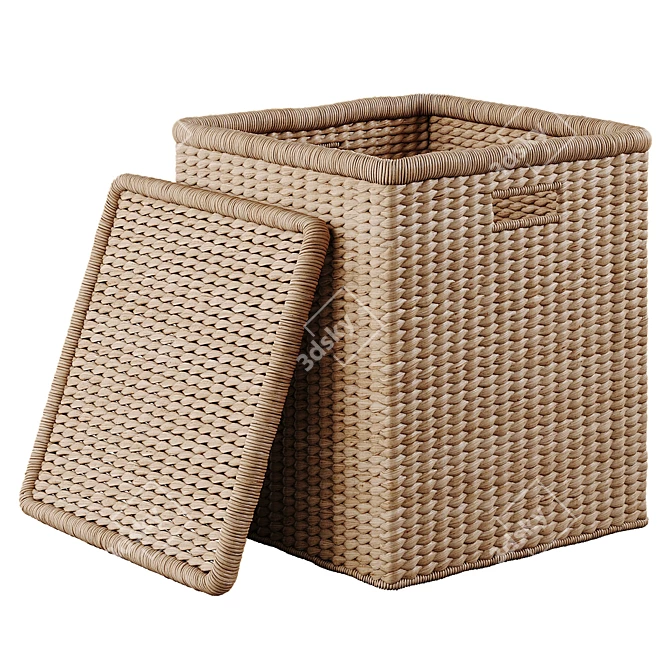 Seagrass Basket with Decorative Pillows 3D model image 4