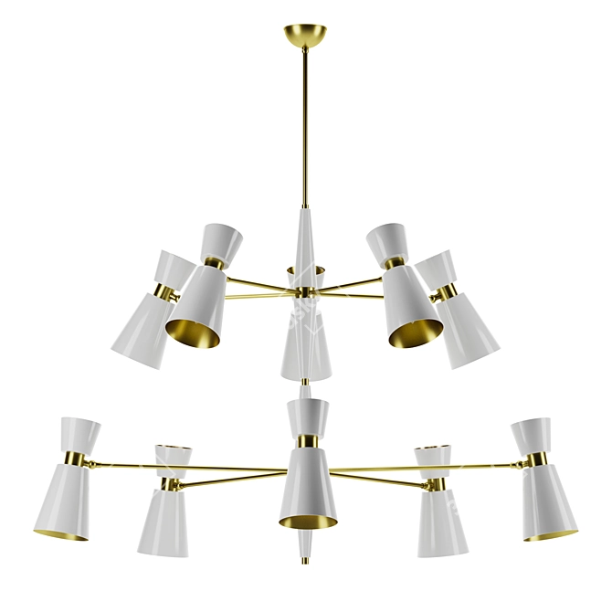 Brass Pendant Light with 10 Shades 3D model image 2