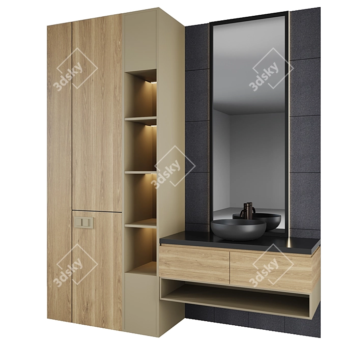 Modern Bathroom Furniture Set 3D model image 2