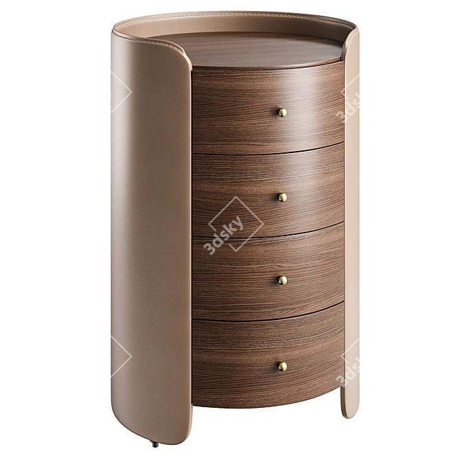 Walnut Wood and Leather Dresser, Firmo 3D model image 1