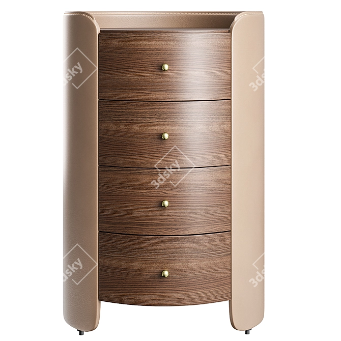 Walnut Wood and Leather Dresser, Firmo 3D model image 2