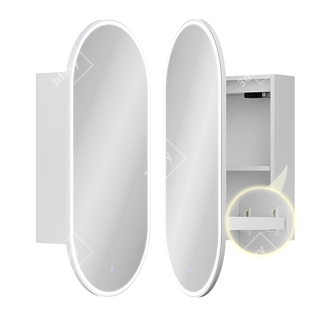 Modern LED Lit Mirror Cabinet 3D model image 1