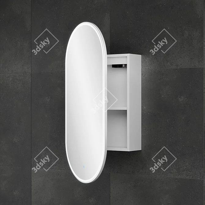 Modern LED Lit Mirror Cabinet 3D model image 3