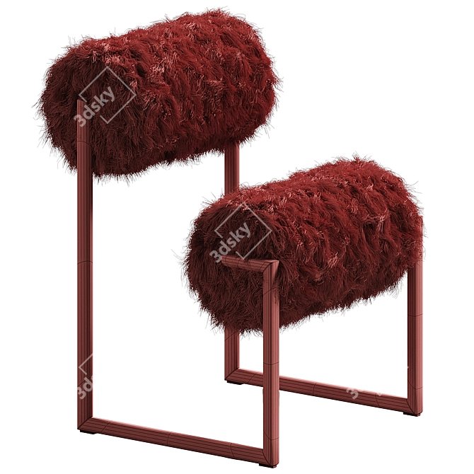 Modern Dual-Color Fur Armchair 3D model image 5