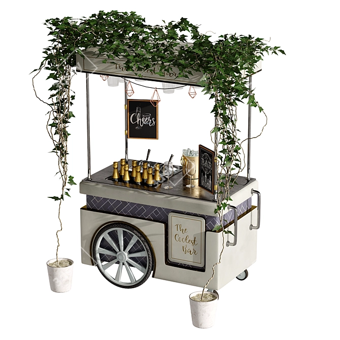 Mini Champagne Cart Model-Render Ready 3D model image 1