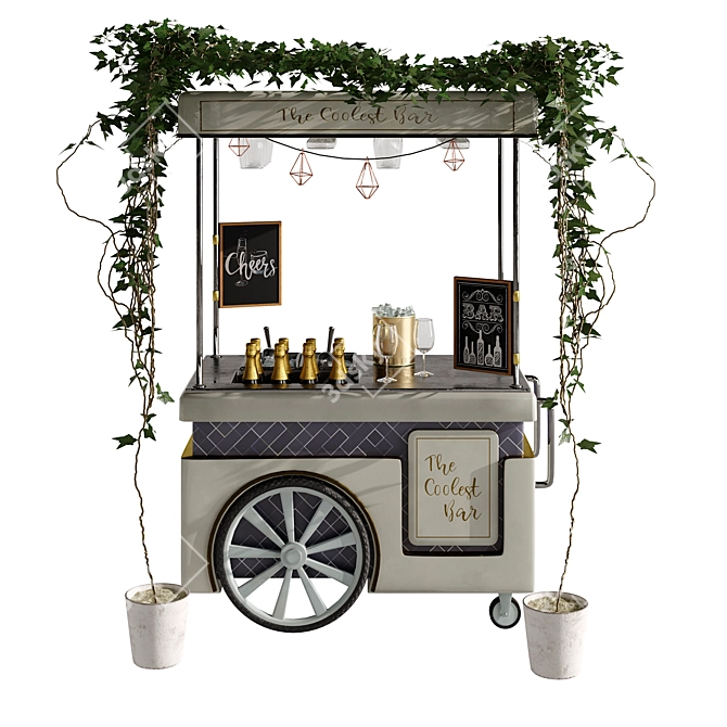 Mini Champagne Cart Model-Render Ready 3D model image 3