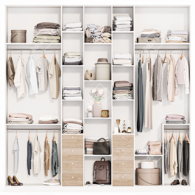  Modern Wardrobe Collection Set 3D model image 1