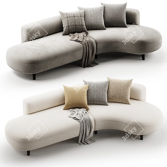 Elegant Polyester Corner Sofa 3D model image 3