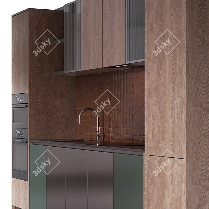 Scandi Multimaterial Kitchen Set 3D model image 6