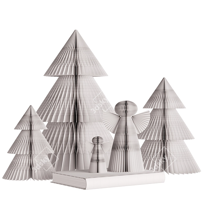 Paper Christmas Decor Set 01 3D model image 3