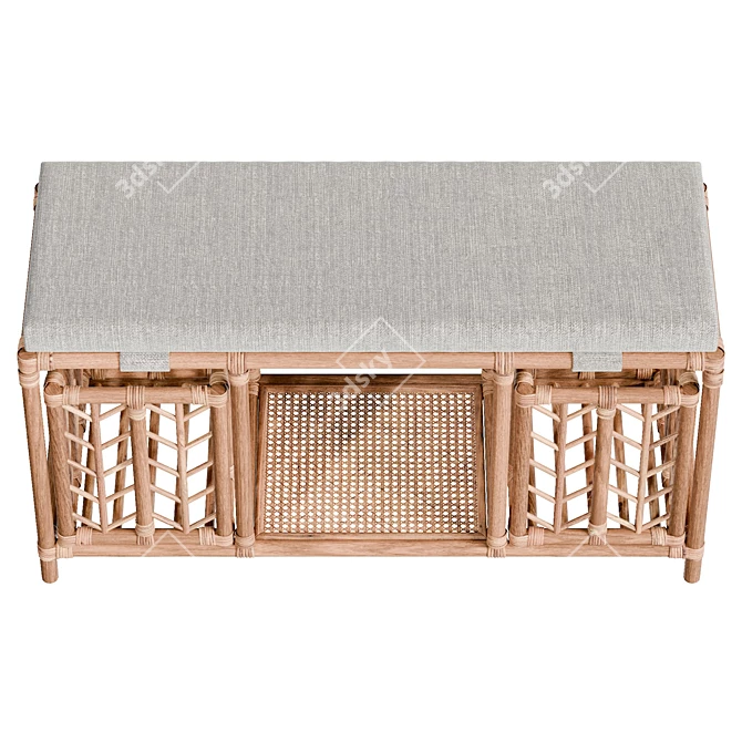 Storage Bench with Cushioned Seat 3D model image 2