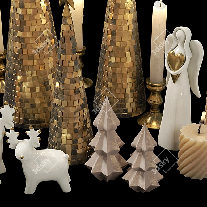 Disco Christmas Decor Set 3D model image 5