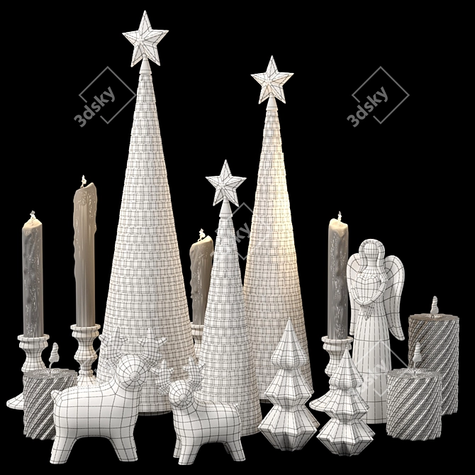 Disco Christmas Decor Set 3D model image 6