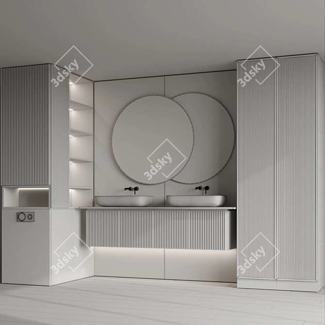 Modern Minimalist 3D Bathroom Set 3D model image 6