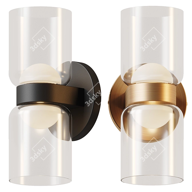 Elegant Cedar Glass Wall Sconce 3D model image 1