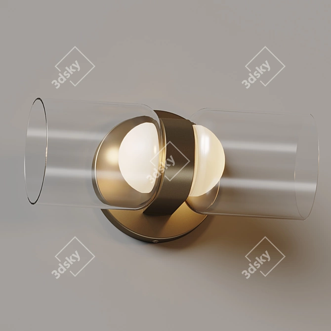 Elegant Cedar Glass Wall Sconce 3D model image 2