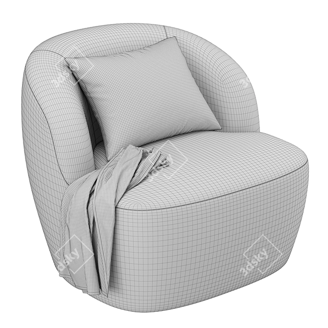 Sleek and Stylish Armchair 3D model image 6