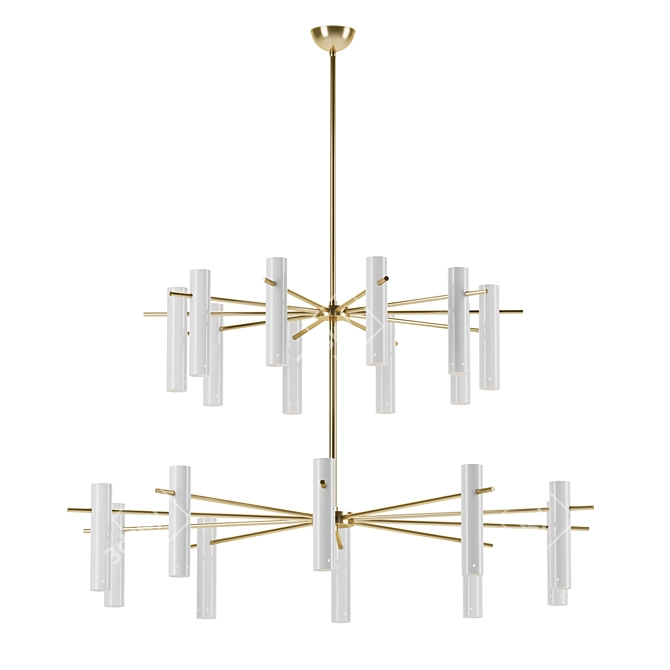 Brass Pendant Light with 20 Shades 3D model image 2