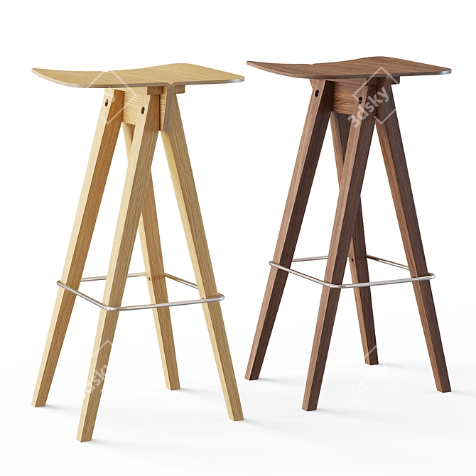 Sleek Wing-inspired Bar Stool 3D model image 1