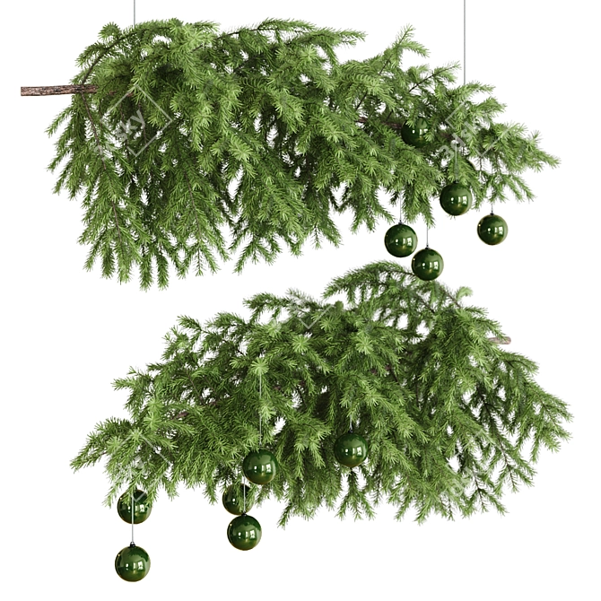 Festive Hanging Christmas Tree 3D model image 2