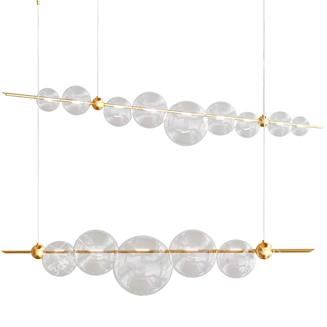 Artisanal Brass Glass Chandeliers 3D model image 1