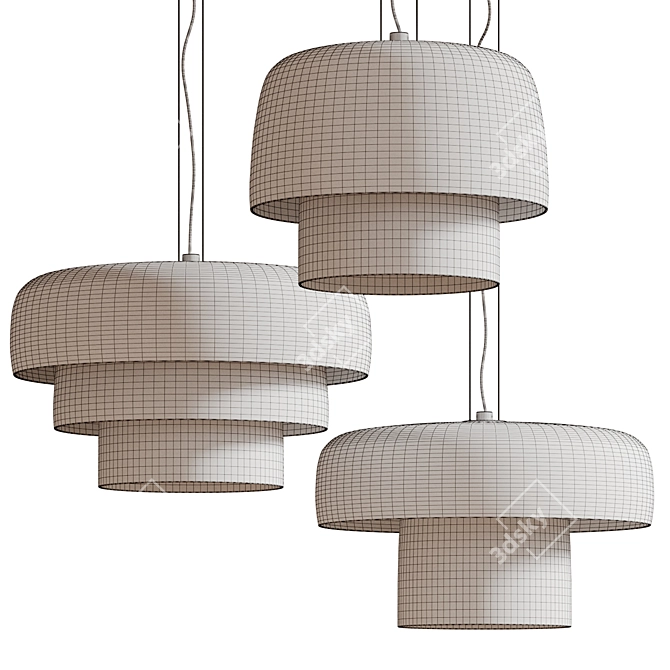 Glass Levels Trio Pendant Lights 3D model image 2