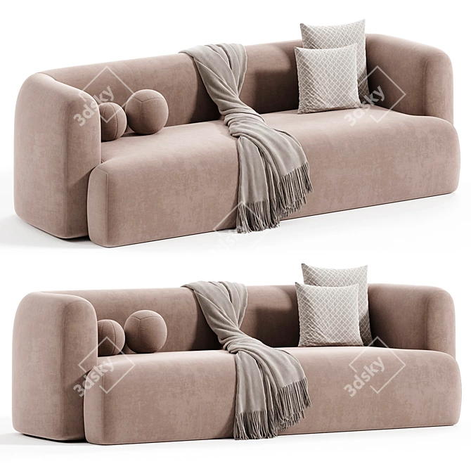 Soft Flannelette 3 Seater Sofa 3D model image 3