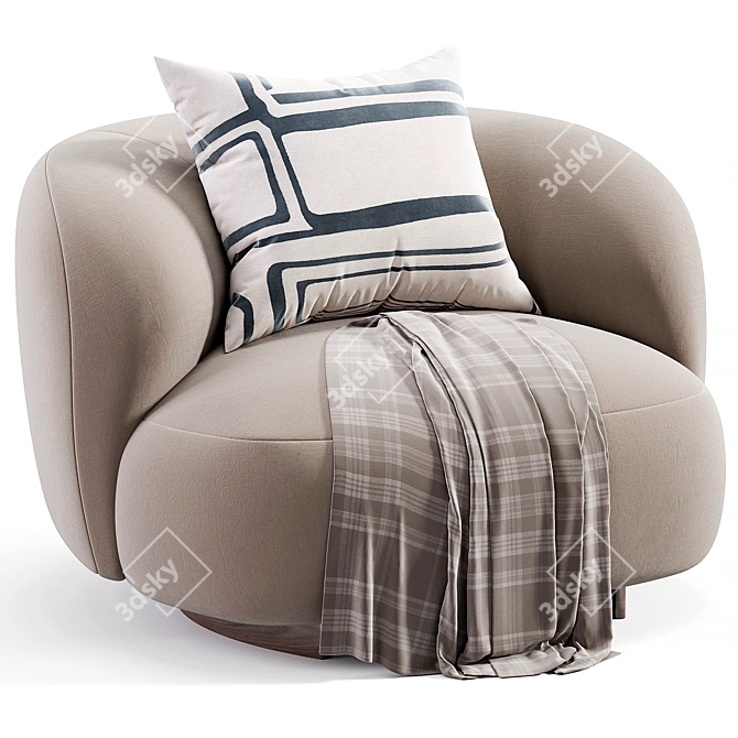  Modern Round Design Armchair 3D model image 2