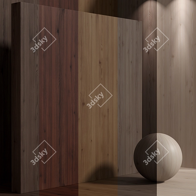 Seamless Pine Wood Material Set 3D model image 1
