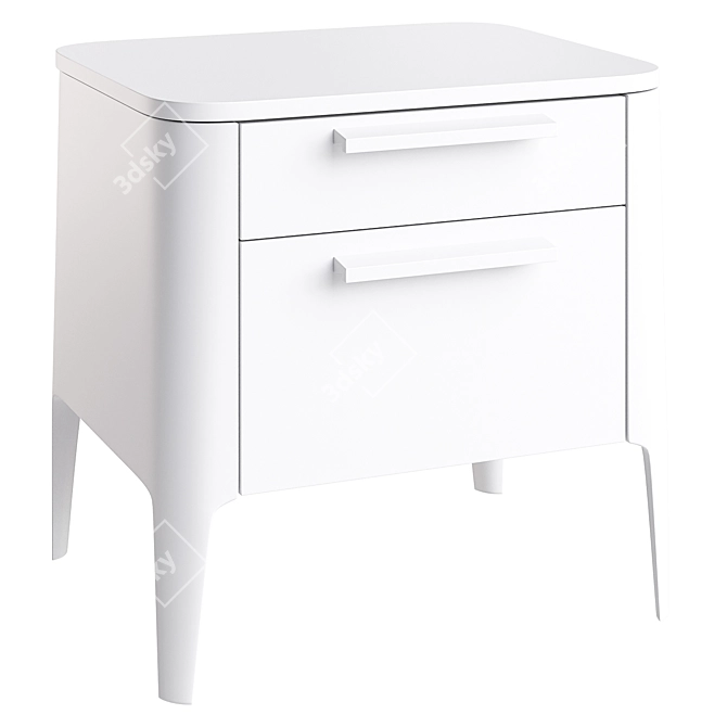 Modern 2-Drawer Bedside Table Ellipse 3D model image 3