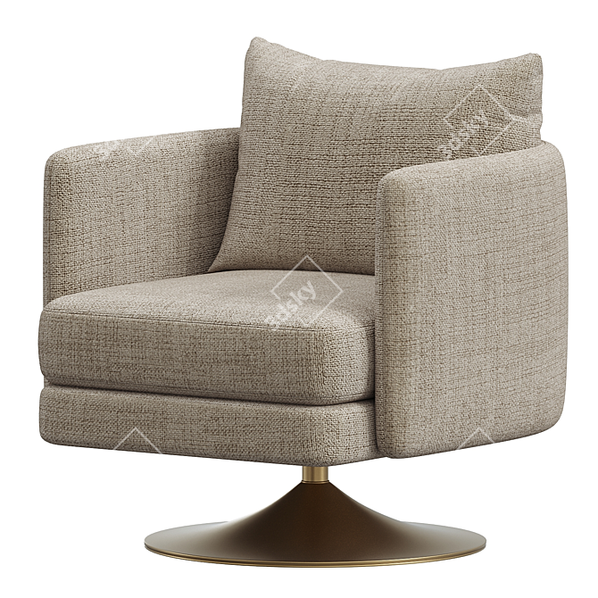 Sleek Auburn Swivel Chair 3D model image 2