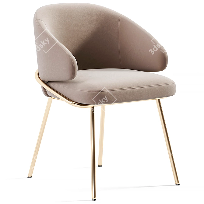 Elegant Emil Chair with Gold Legs 3D model image 3