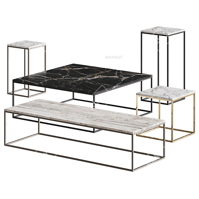 Contemporary Metal Coffee Table 3D model image 1