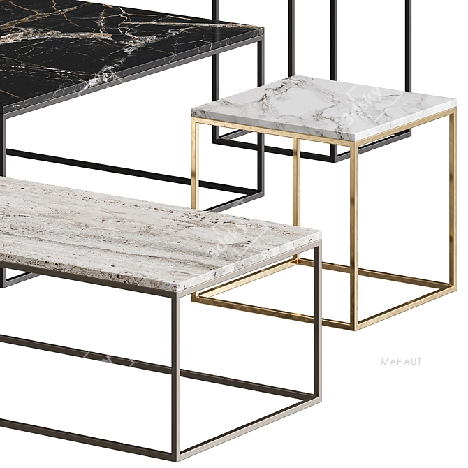 Contemporary Metal Coffee Table 3D model image 2