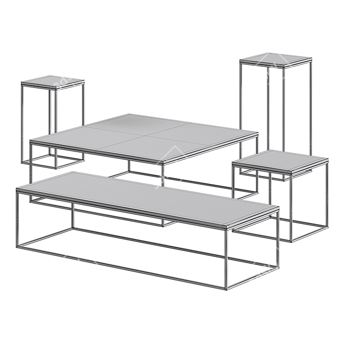 Contemporary Metal Coffee Table 3D model image 4