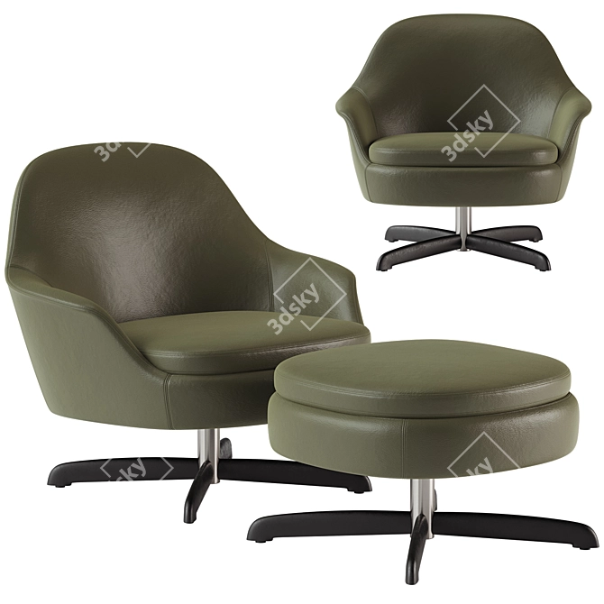 Luxury Swivel Armchair By Minotti 3D model image 1