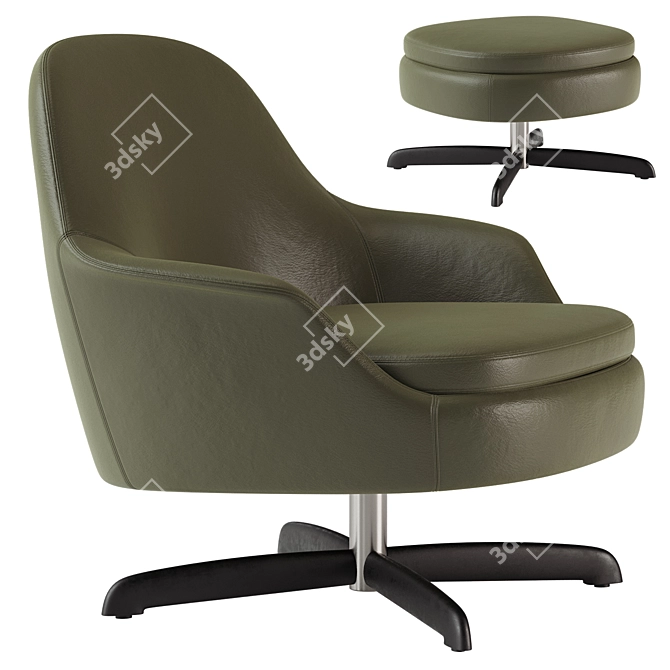 Luxury Swivel Armchair By Minotti 3D model image 2