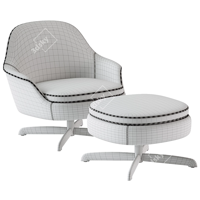 Luxury Swivel Armchair By Minotti 3D model image 5