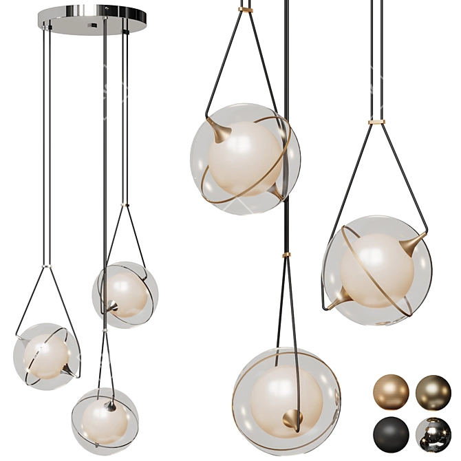 Celestial Gyroscopes Sphere Chandelier 3D model image 1