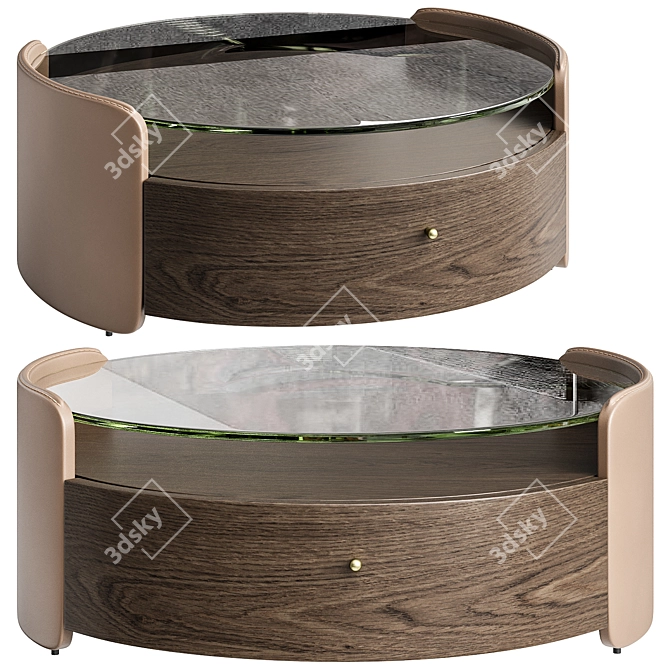 Firmo Walnut and Leather Table 3D model image 2