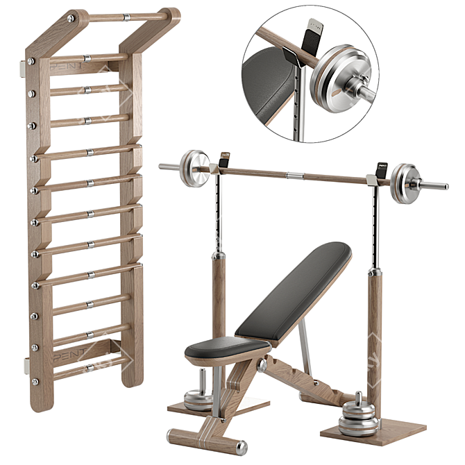 High Detail Gym Equipment Set 3D model image 1