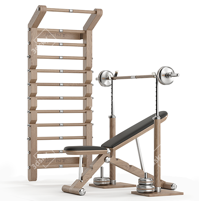 High Detail Gym Equipment Set 3D model image 2