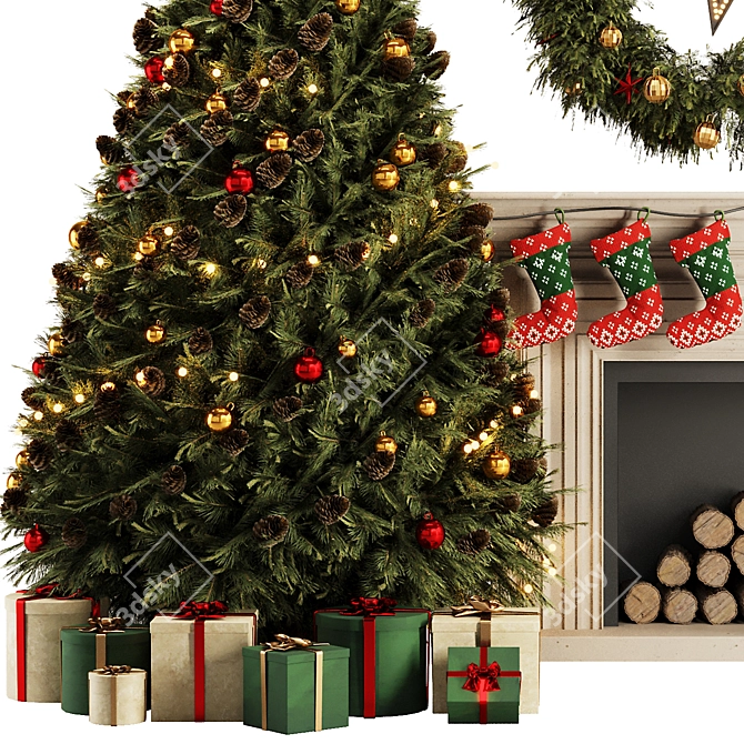 Vintage Christmas Tree Set 2016 3D model image 2