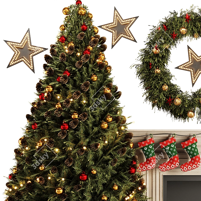 Vintage Christmas Tree Set 2016 3D model image 3