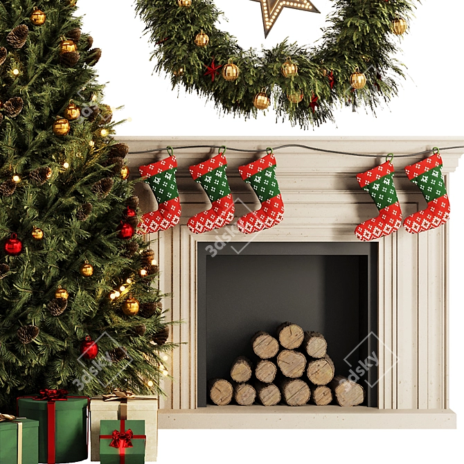 Vintage Christmas Tree Set 2016 3D model image 5