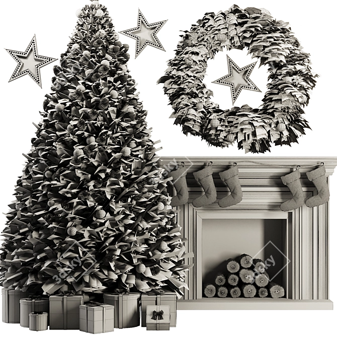 Vintage Christmas Tree Set 2016 3D model image 6