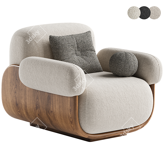 Modern Cannoli Armchair Studio Rendering 3D model image 3